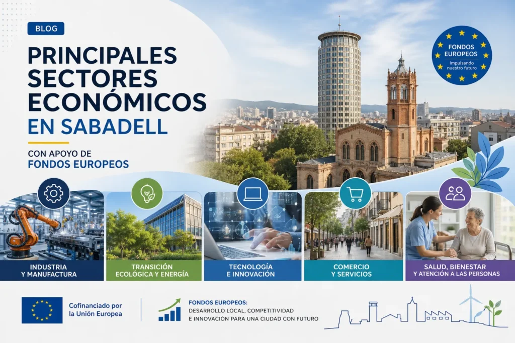 principales sectores económicos en Sabadell con apoyo de fondos europeos